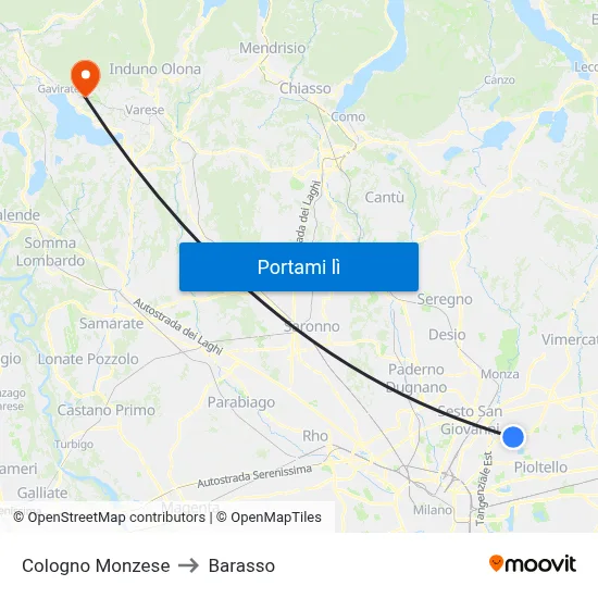 Cologno Monzese to Barasso map