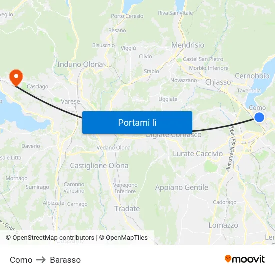 Como to Barasso map