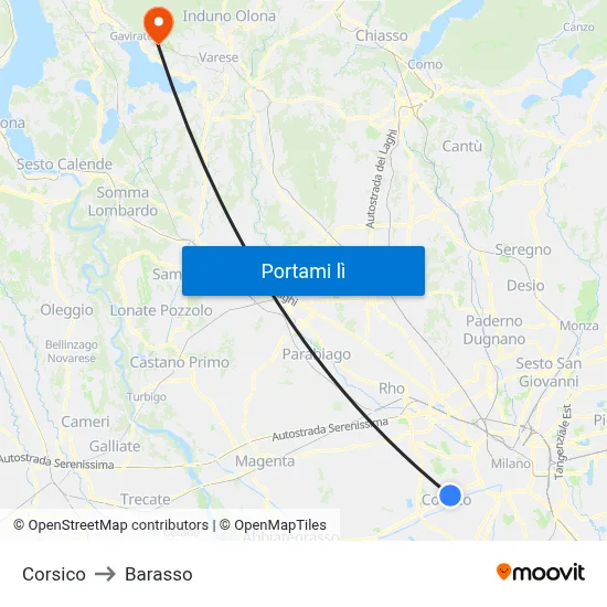 Corsico to Barasso map