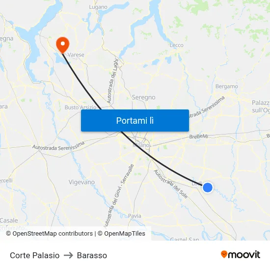 Corte Palasio to Barasso map