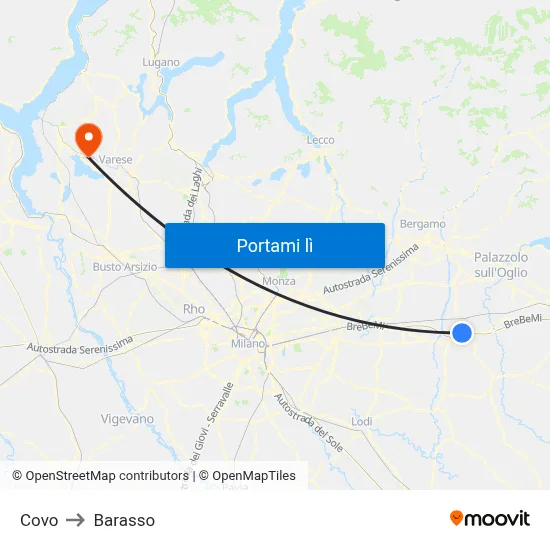 Covo to Barasso map
