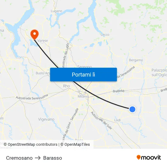Cremosano to Barasso map