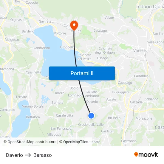 Daverio to Barasso map
