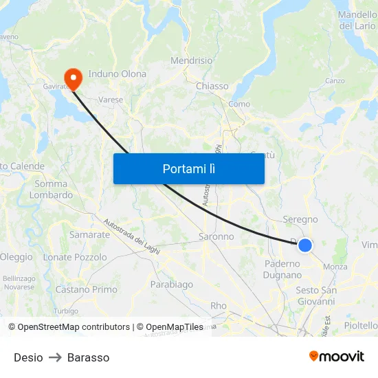 Desio to Barasso map