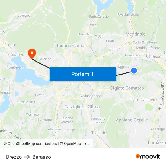 Drezzo to Barasso map