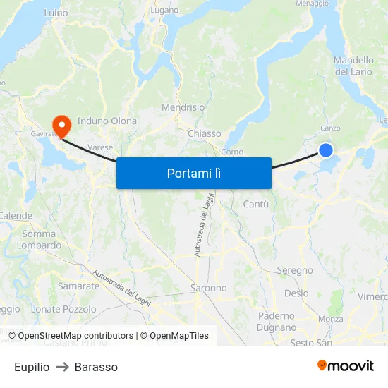 Eupilio to Barasso map