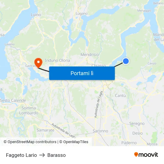 Faggeto Lario to Barasso map