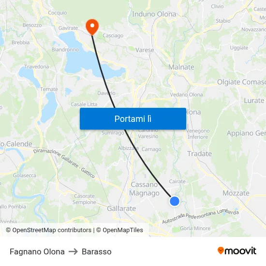 Fagnano Olona to Barasso map