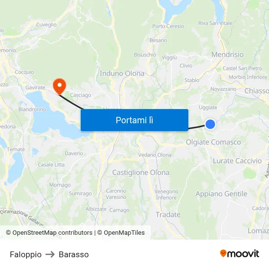 Faloppio to Barasso map