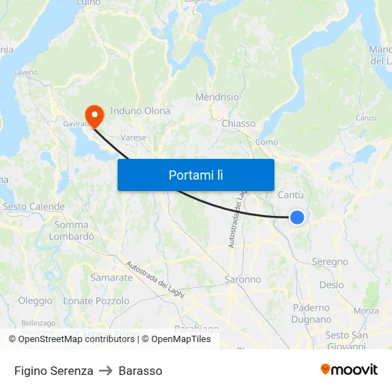 Figino Serenza to Barasso map