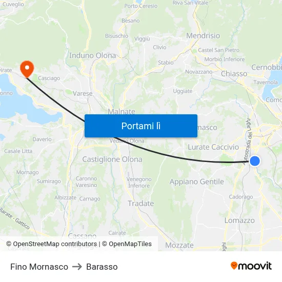 Fino Mornasco to Barasso map