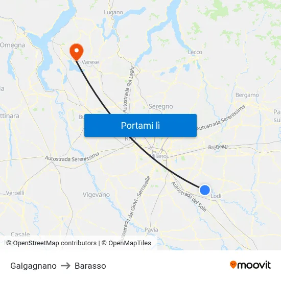 Galgagnano to Barasso map