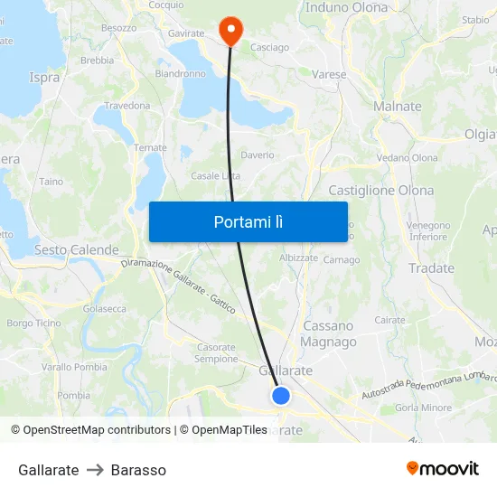 Gallarate to Barasso map