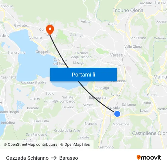 Gazzada Schianno to Barasso map
