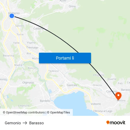 Gemonio to Barasso map