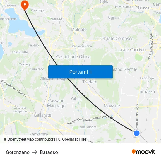 Gerenzano to Barasso map