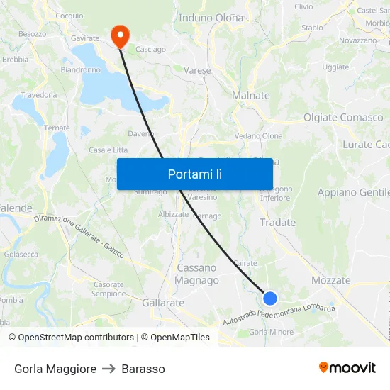 Gorla Maggiore to Barasso map