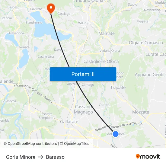 Gorla Minore to Barasso map