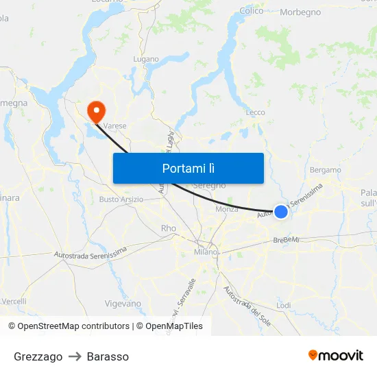 Grezzago to Barasso map