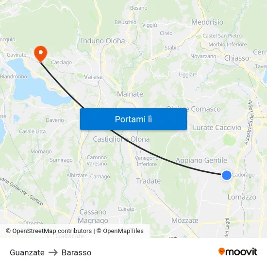Guanzate to Barasso map