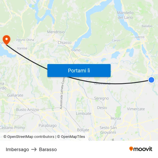 Imbersago to Barasso map