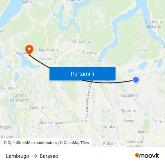 Lambrugo to Barasso map