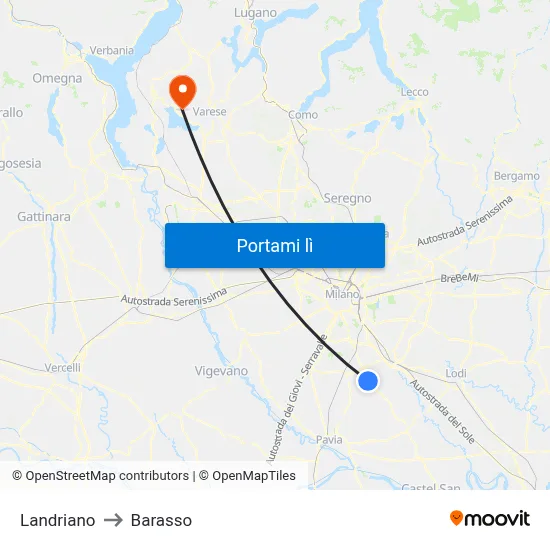 Landriano to Barasso map