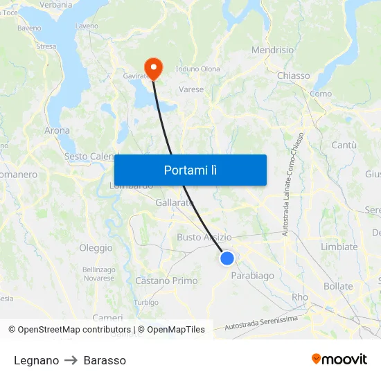 Legnano to Barasso map