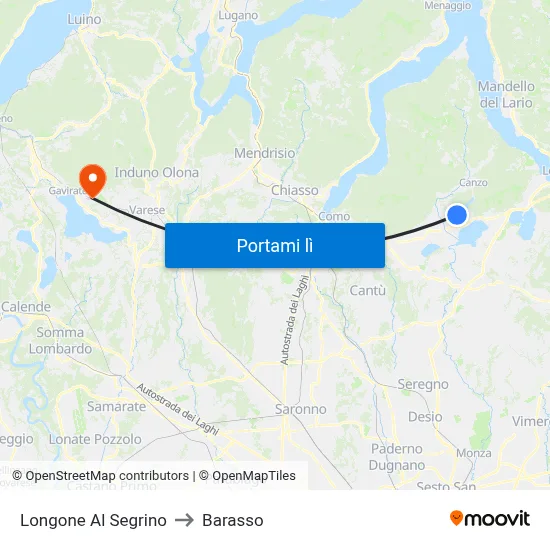 Longone Al Segrino to Barasso map
