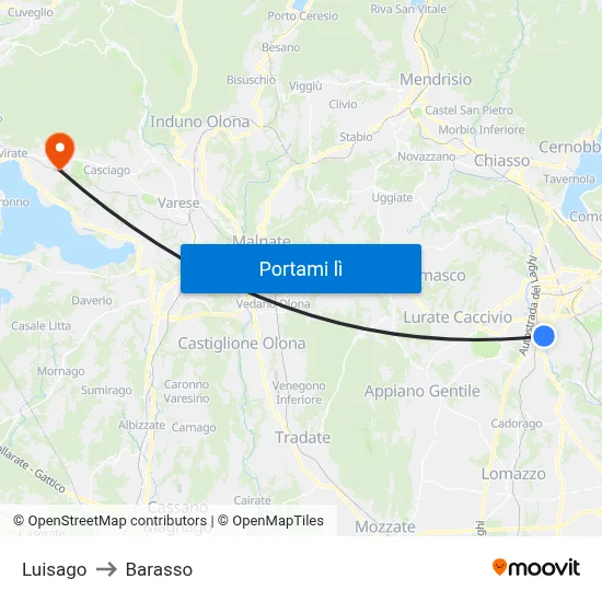 Luisago to Barasso map