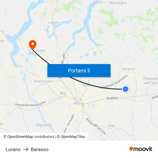 Lurano to Barasso map