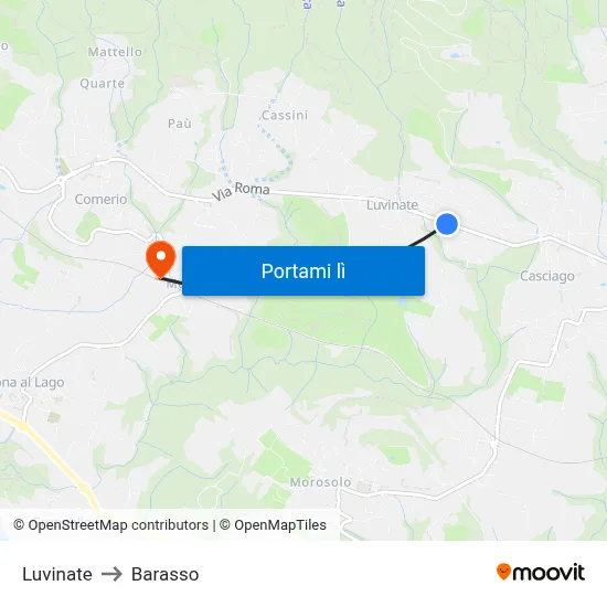 Luvinate to Barasso map