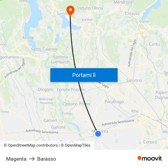 Magenta to Barasso map