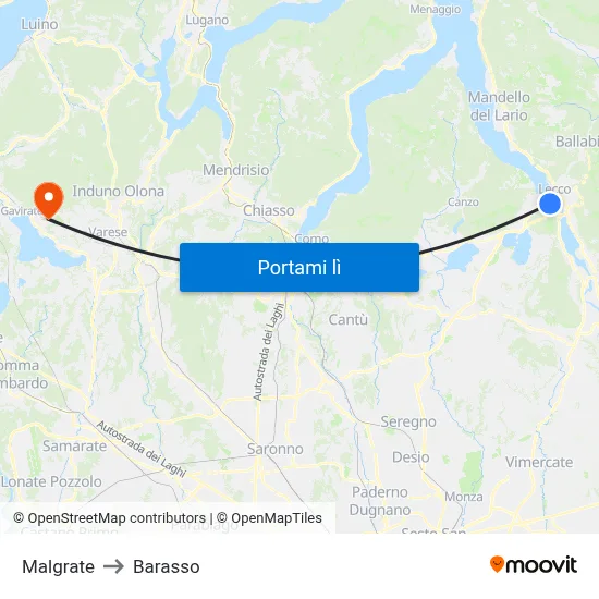 Malgrate to Barasso map