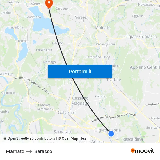 Marnate to Barasso map