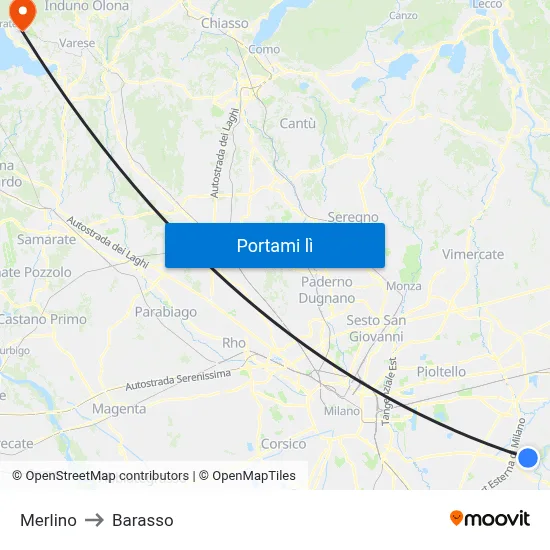 Merlino to Barasso map