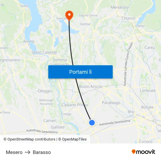 Mesero to Barasso map