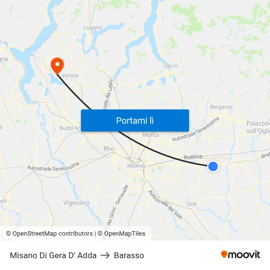 Misano Di Gera D' Adda to Barasso map