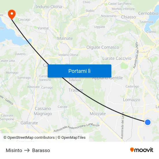 Misinto to Barasso map