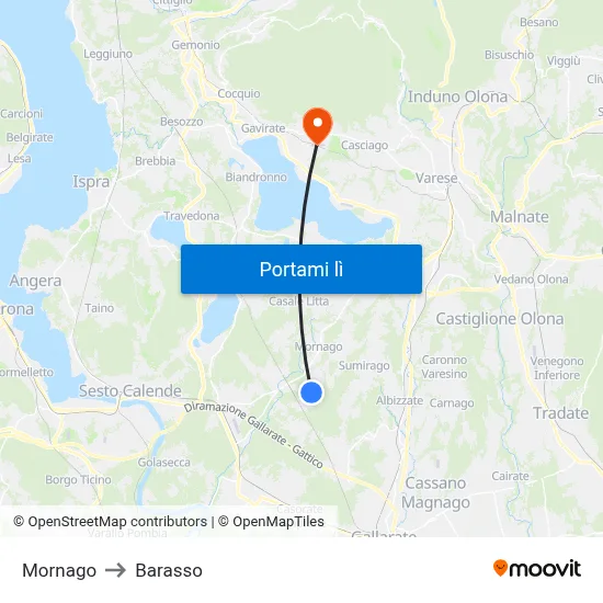 Mornago to Barasso map