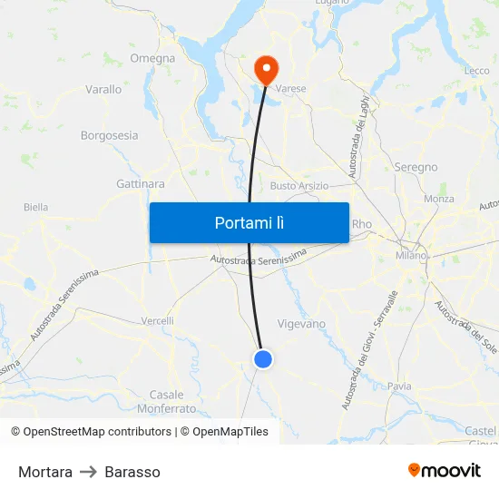 Mortara to Barasso map