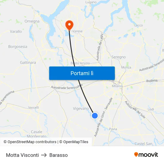 Motta Visconti to Barasso map