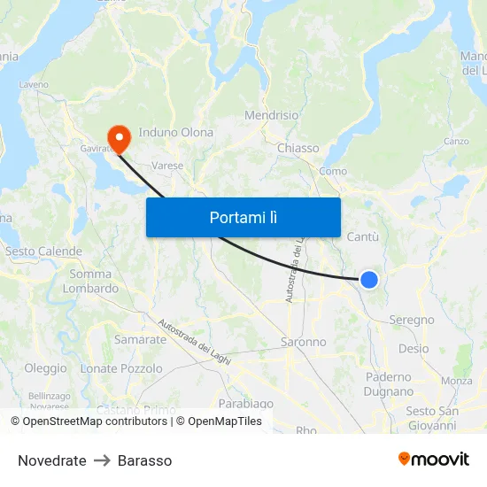 Novedrate to Barasso map