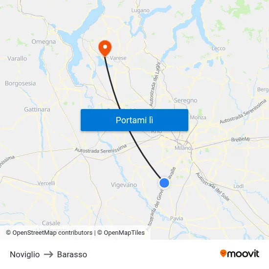 Noviglio to Barasso map