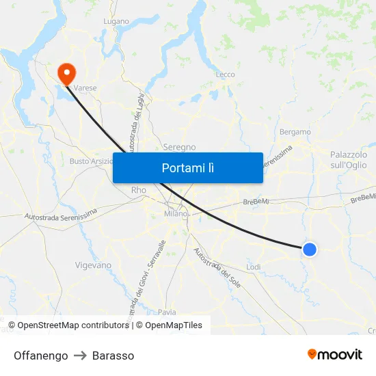 Offanengo to Barasso map
