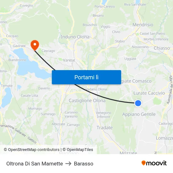 Oltrona Di San Mamette to Barasso map