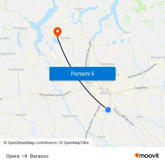 Opera to Barasso map