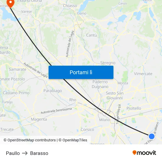 Paullo to Barasso map