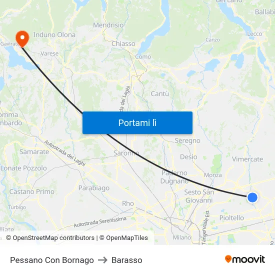 Pessano Con Bornago to Barasso map