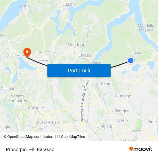 Proserpio to Barasso map